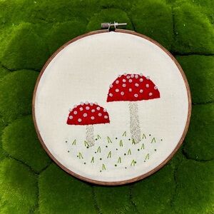 Mushrooms Amanita embroidery